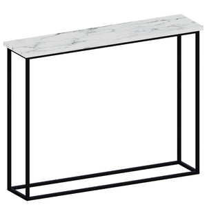 Console Table With Metal Legs, White Marble & Black