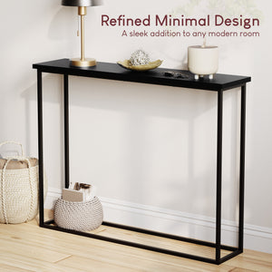 Console Table With Metal Legs, Black