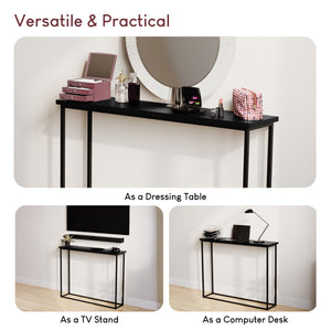 Console Table With Metal Legs, Black