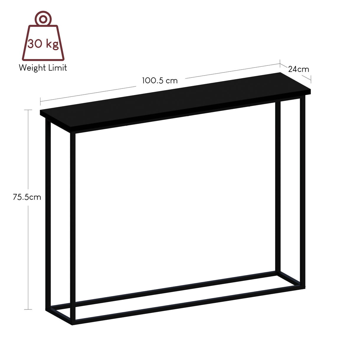 Console Table With Metal Legs, Black