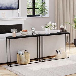 Console Table With Metal Legs, Black