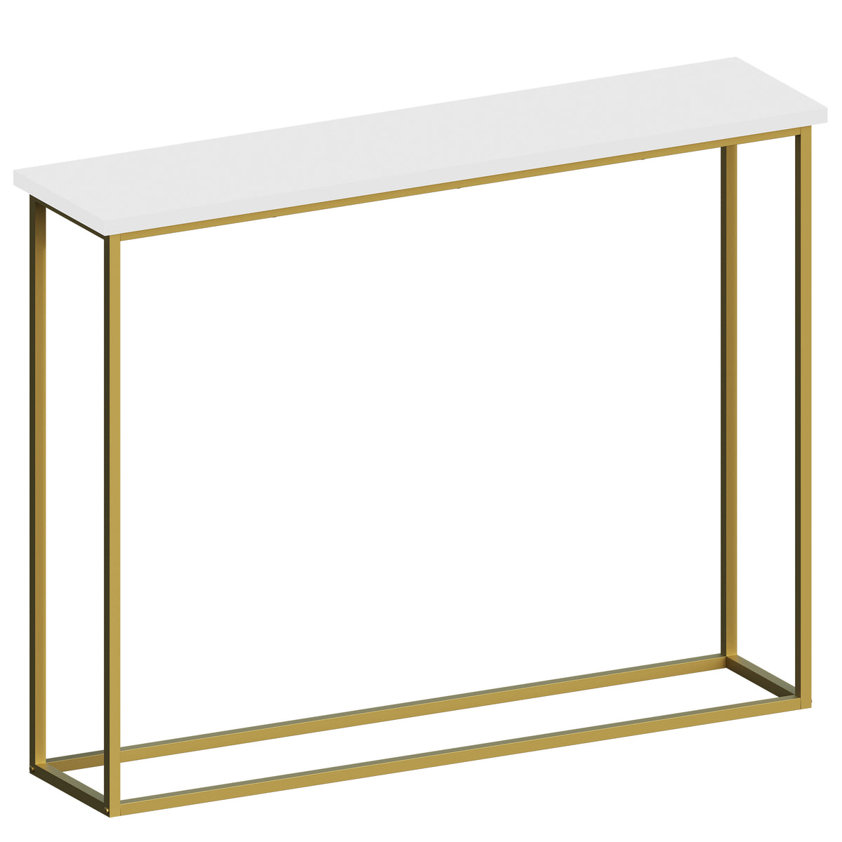 Console Table With Metal Legs, White & Gold