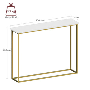Console Table With Metal Legs, White & Gold