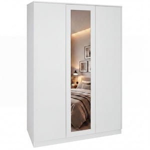Denver 3 door mirrored wardrobe, White
