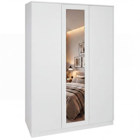 Denver 3 door mirrored wardrobe, White
