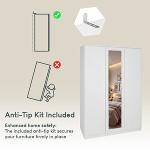 Denver 3 door mirrored wardrobe, White
