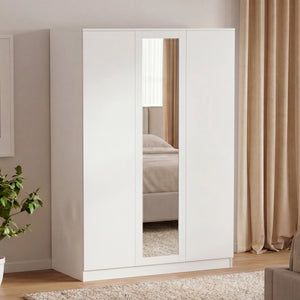 Denver 3 door mirrored wardrobe, White
