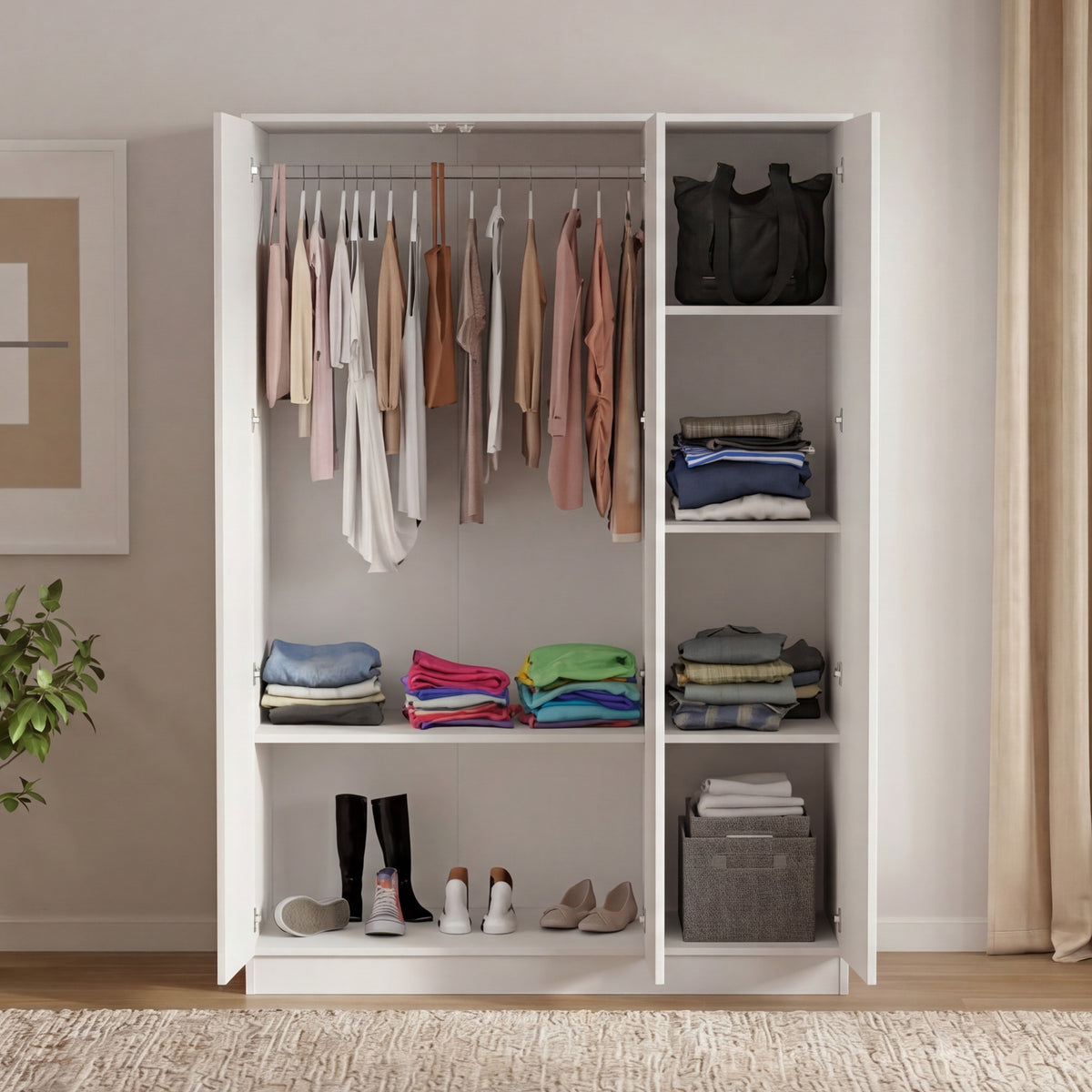 Denver 3 door mirrored wardrobe, White
