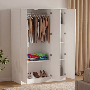 Denver 3 Door Mirrored Wardrobe, White