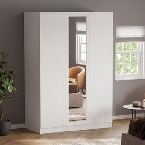 Denver 3 door mirrored wardrobe, White
