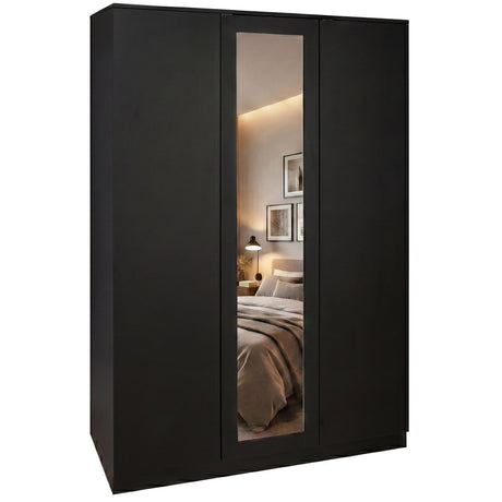 Denver 2 door 3 drawer mirrored wardrobe, Black
