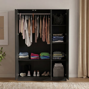 Denver 3 Door Mirrored Wardrobe, Black