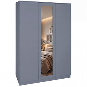 Denver 3 door mirrored wardrobe, Grey
