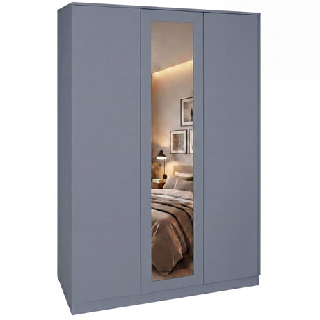 Denver 3 door mirrored wardrobe, Grey
