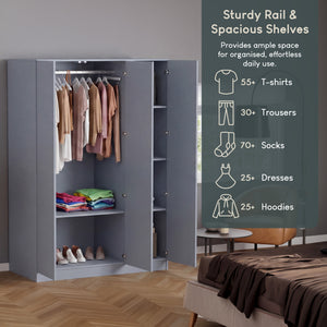 Denver 3 door mirrored wardrobe, Grey
