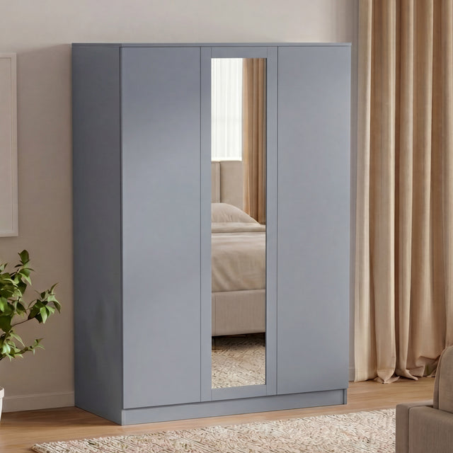 Denver 3 door mirrored wardrobe, Grey
