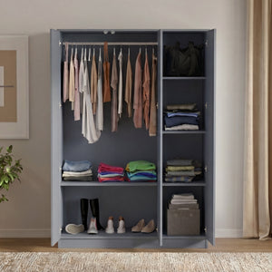 Denver 3 door mirrored wardrobe, Grey
