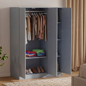 Denver 3 Door Mirrored Wardrobe, Grey