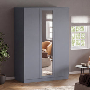 Denver 3 door mirrored wardrobe, Grey

