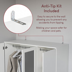 Riano 3 Door 3 Drawer Mirrored Wardrobe- White
