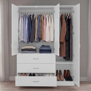 Riano 3 Door 3 Drawer Mirrored Wardrobe- White
