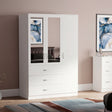Riano 3 Door 3 Drawer Mirrored Wardrobe- White
