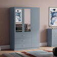 Riano 3 Door 3 Drawer Mirrored Wardrobe- Grey
