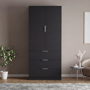 Trega 2 Door 3 Drawer Wardrobe, Black
