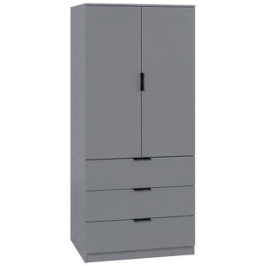 Trega 2 Door 3 Drawer Wardrobe – Modern Spacious Bedroom Storage Closet, Grey