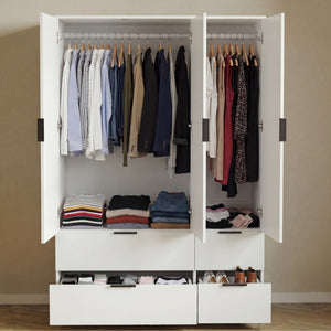 Trega 3 Door 4 Drawer Wardrobe – Modern Spacious Bedroom Storage Closet, White