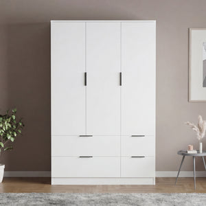 Trega 3 Door 4 Drawer Wardrobe, White