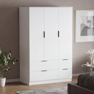 Trega 3 Door 4 Drawer Wardrobe – Modern Spacious Bedroom Storage Closet, White