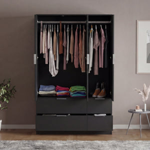Trega 3 Door 4 Drawer Wardrobe, Black
