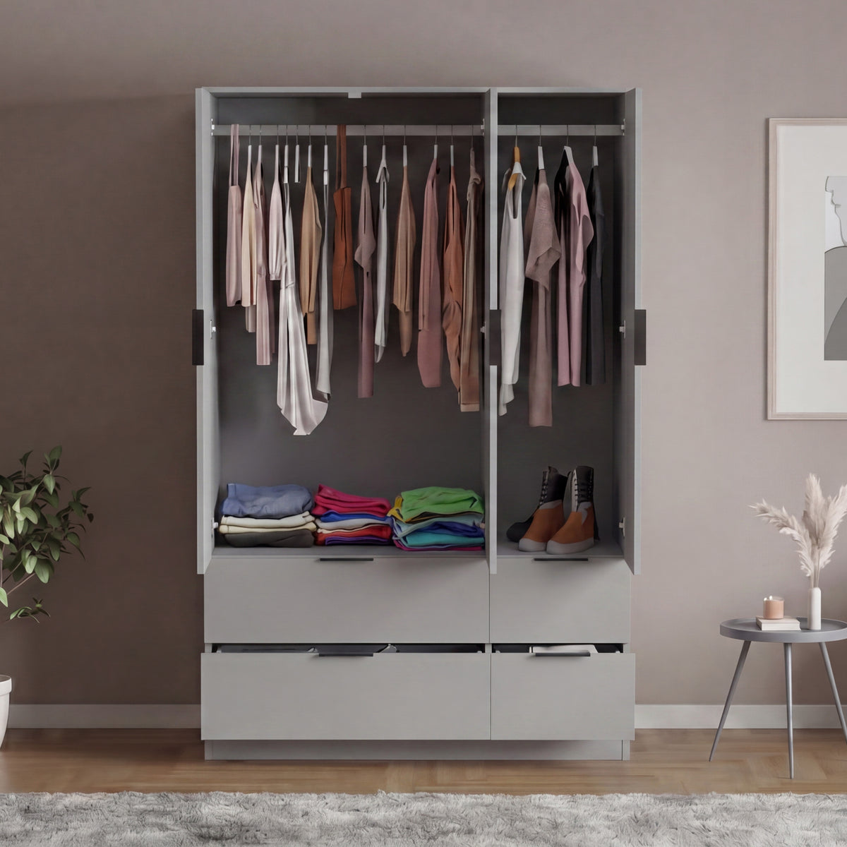 Trega 3 Door 4 Drawer Wardrobe, Grey
