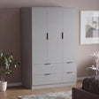 Trega 3 Door 4 Drawer Wardrobe Grey Bedroom Storage
