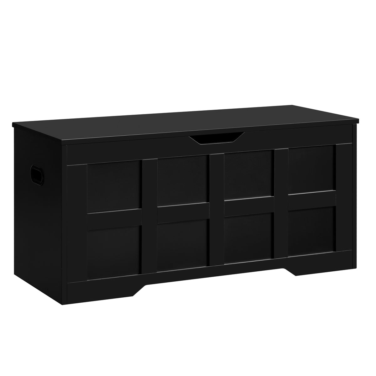 Large Wooden Storage Ottoman Bench – Multi-Functional Storage Chest with Lid, Black