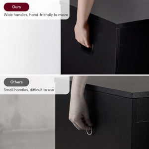 Large Wooden Storage Ottoman Bench – Multi-Functional Storage Chest with Lid, Black