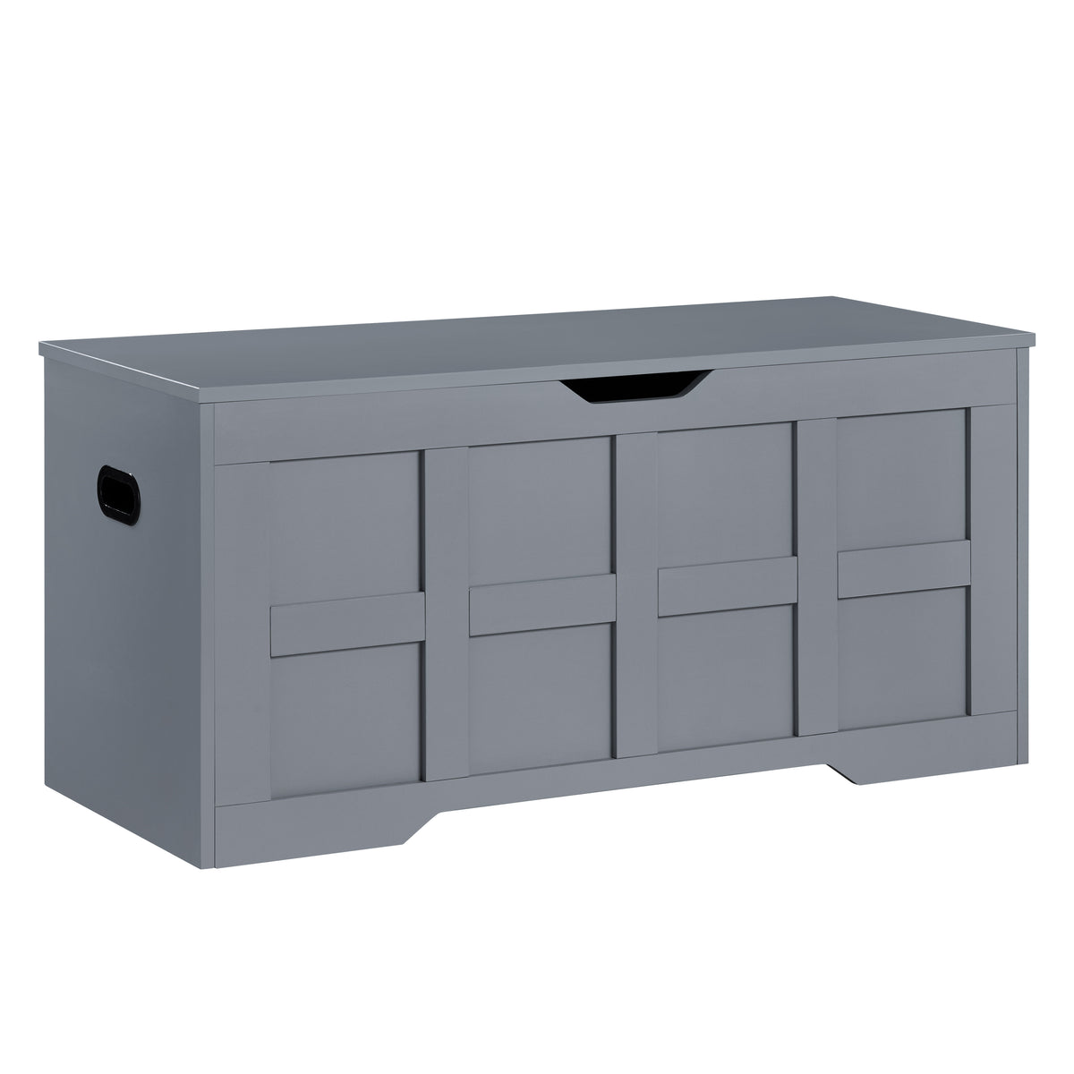 Large Wooden Storage Ottoman Bench – Multi-Functional Storage Chest with Lid, Grey