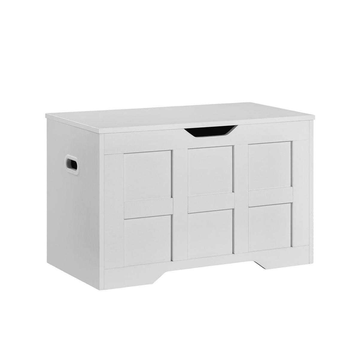 Small Wooden Storage Ottoman Bench – Multi-Functional Storage Chest with Lid, White