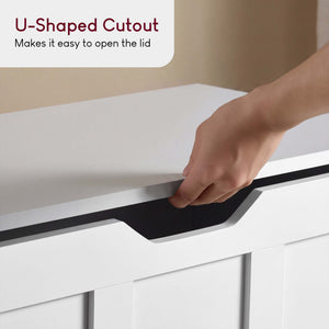 Small Wooden Storage Ottoman Bench – Multi-Functional Storage Chest with Lid, White
