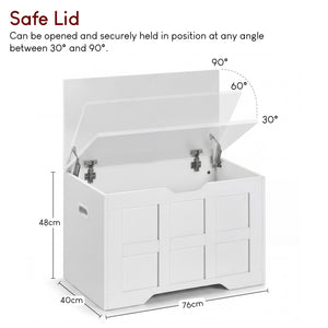 Small Wooden Storage Ottoman Bench – Multi-Functional Storage Chest with Lid, White