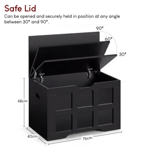 Small Wooden Storage Ottoman Bench – Multi-Functional Storage Chest with Lid, Black