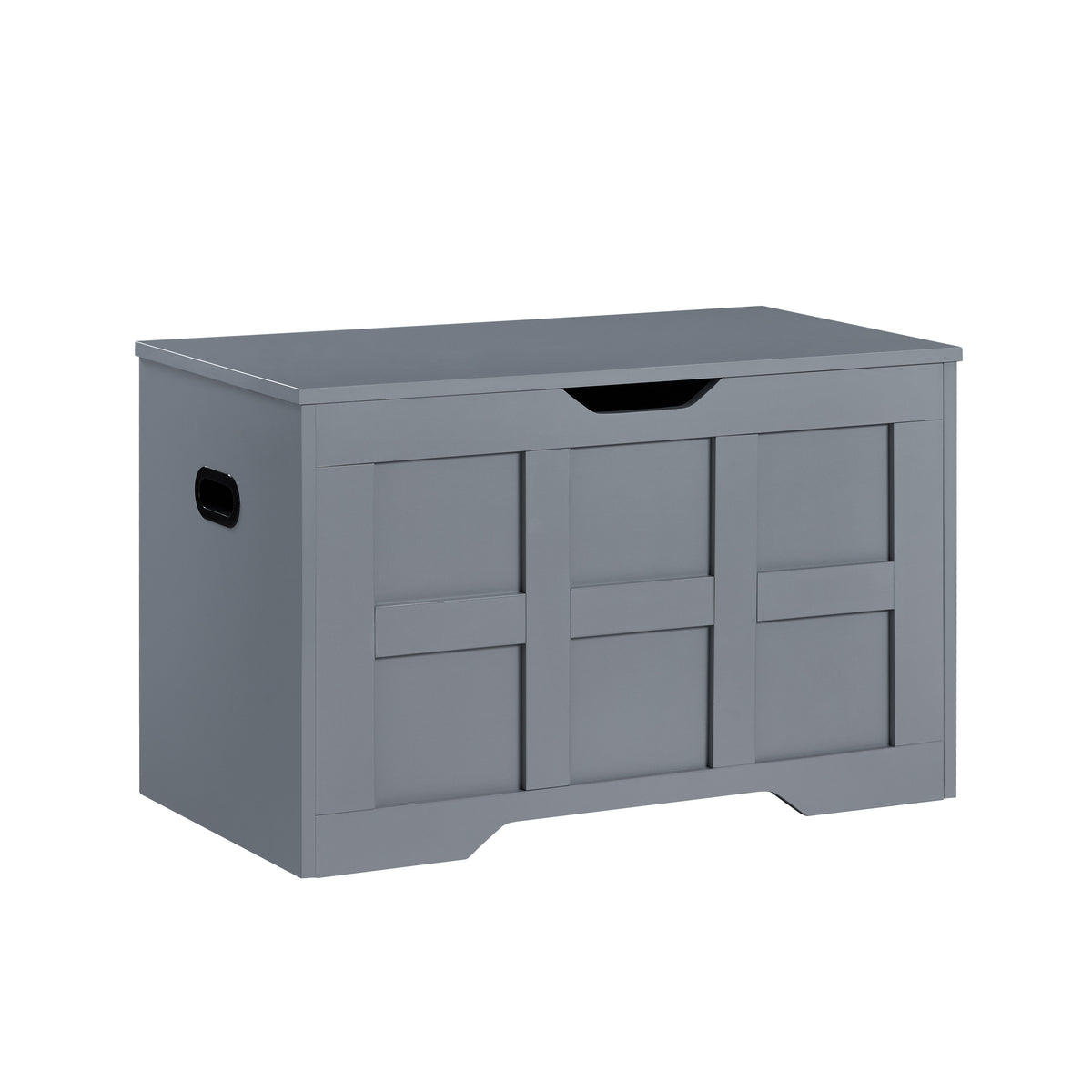 Small Wooden Storage Ottoman Bench – Multi-Functional Storage Chest with Lid, Grey