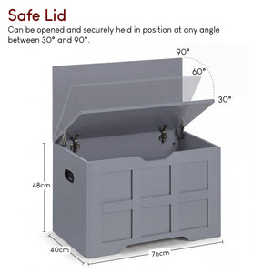Small Wooden Storage Ottoman Bench – Multi-Functional Storage Chest with Lid, Grey