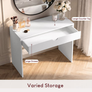 Rivela 1 Drawer Dressing Table, White Vanity Desk, Bedroom Furniture