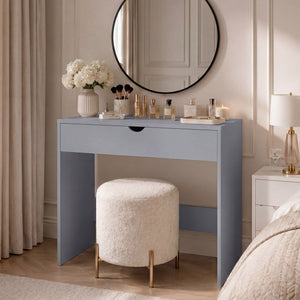 Rivela 1 Drawer Dressing Table, Grey Vanity Desk, Bedroom Furniture
