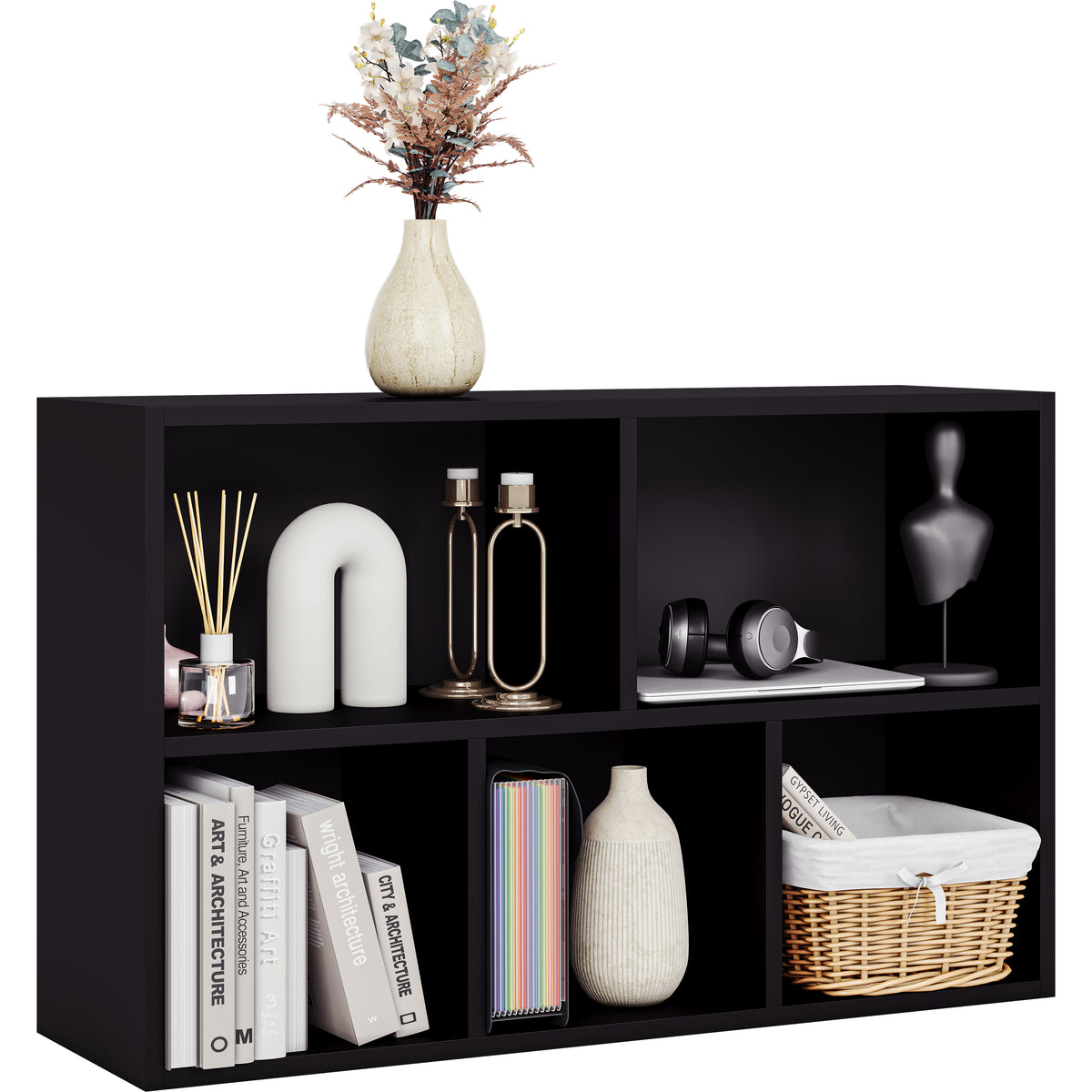 5-Cube Storage Cabinet Unit, Black