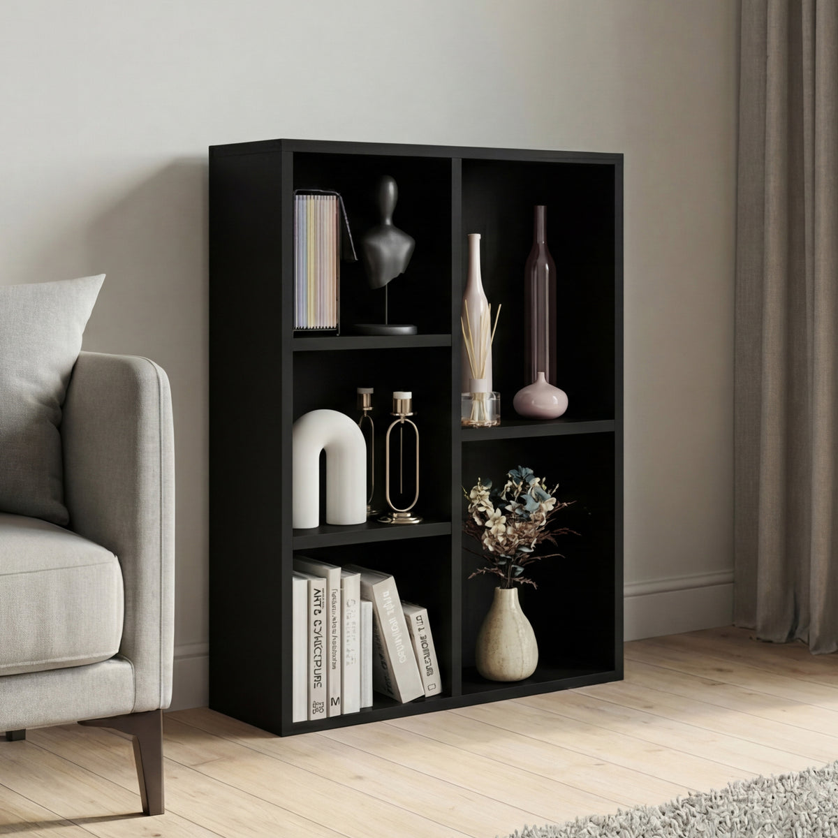 5-Cube Storage Cabinet Unit, Black