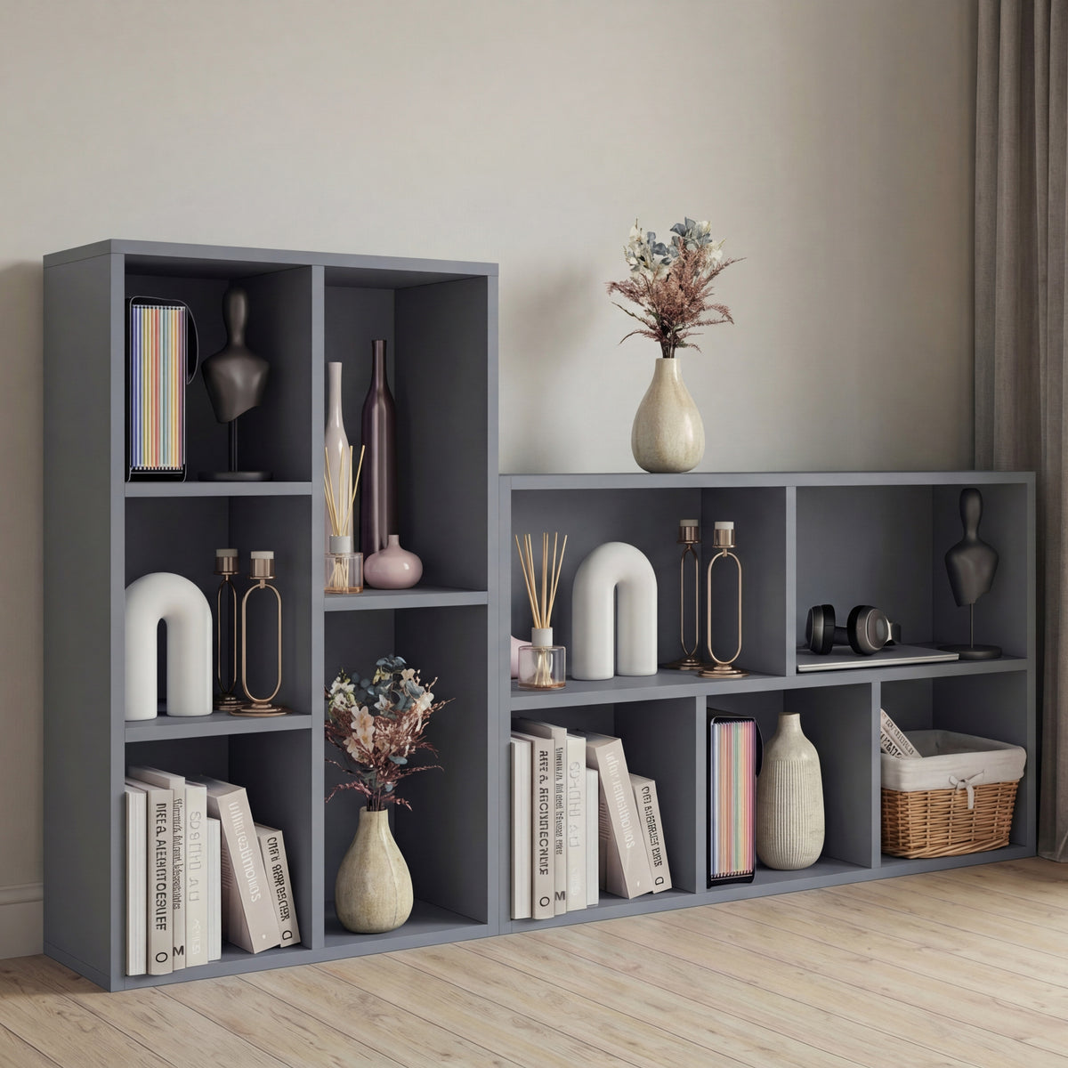 5-Cube Storage Cabinet Unit, Grey