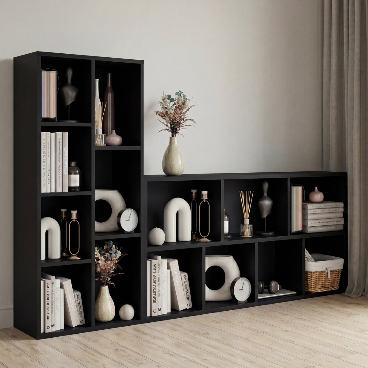7-Cube Storage Cabinet Unit, Black